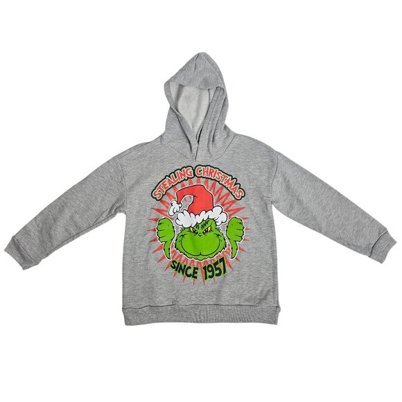 The Grinch Stealing Christmas Grey Graphic Print Hoodie Kids Size 6 NWT - Picture 1 of 9